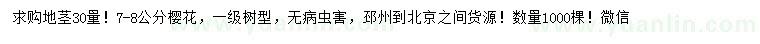 求購(gòu)地徑30量7-8公分櫻花
