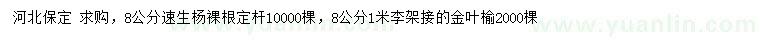 求購(gòu)8公分速生楊、金葉榆
