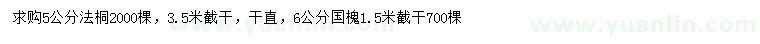 求購5公分法桐、6公分國槐