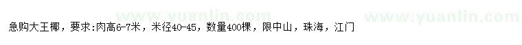 求購米徑40-45公分大王椰