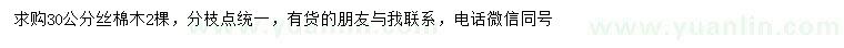 求購30公分絲棉木