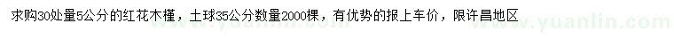 求購30量5公分紅花木槿