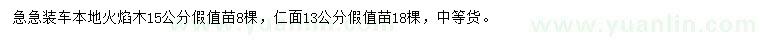 求購15公分本地火焰木假值苗、13公分仁面假值苗