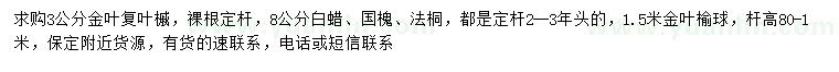 求購金葉復(fù)葉槭、白蠟、國槐等