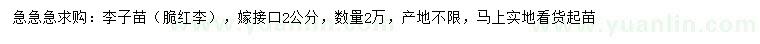 求購2公分李子苗