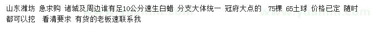求購10公分速生白蠟