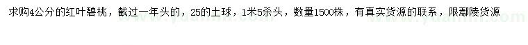 求購(gòu)4公分紅葉碧桃