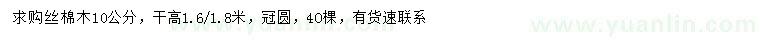 求購10公分絲棉木