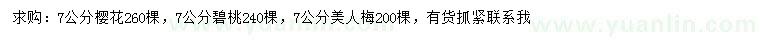 求購(gòu)櫻花、碧桃、美人梅