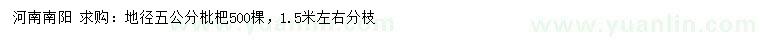 求購地徑5公分枇杷