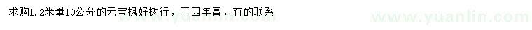 求購(gòu)1.2米量10公分元寶楓