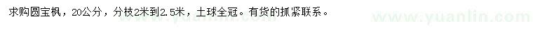 求購(gòu)20公分圓寶楓