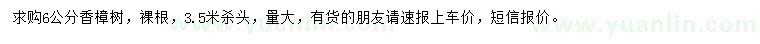 求購6公分香樟樹