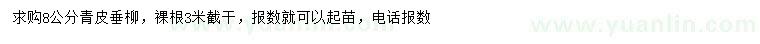 求購(gòu)8公分青皮垂柳