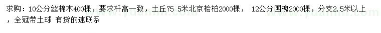 求購(gòu)10公分絲棉木、12公分國(guó)槐