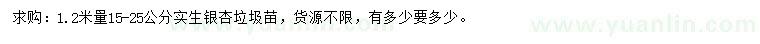 求購1.2米量15-25公分實生銀杏