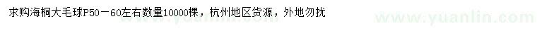 求購冠幅50-60公分左右海桐大毛球