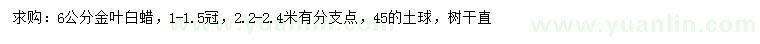 求購6公分金葉白蠟