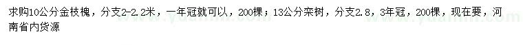 求購(gòu)10公分金枝槐、13公分欒樹