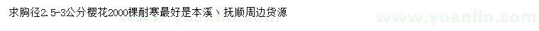求購胸徑2.5-3公分櫻花
