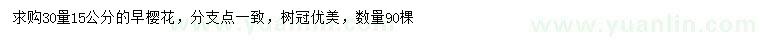 求購30量15公分早櫻花