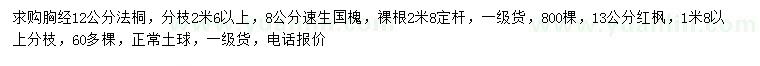 求購法桐、速生國槐、紅楓