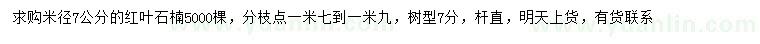 求購(gòu)米徑7公分紅葉石楠