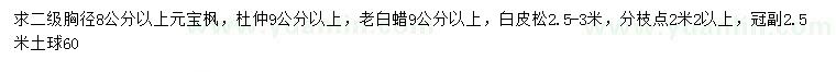 求購元寶楓、杜仲、老白蠟等