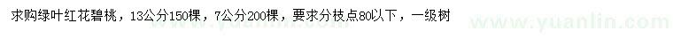 求購(gòu)7、13公分紅花碧桃