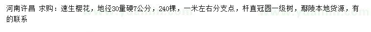 求購地徑30量硬7公分速生櫻花