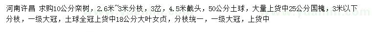 求購欒樹、國槐、大葉女貞