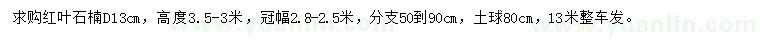 求購地徑13公分紅葉石楠
