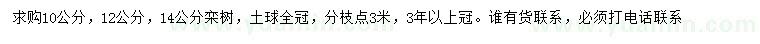 求購(gòu)10、12、14公分欒樹