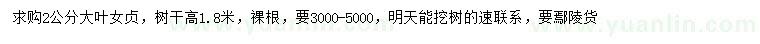 求購(gòu)2公分大葉女貞