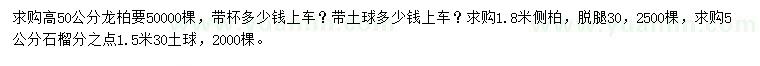 求購(gòu)龍柏、側(cè)柏、石榴