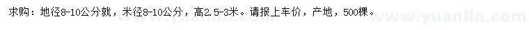求購(gòu)米徑8-10公分紫薇