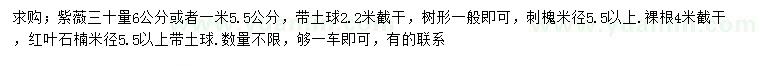 求購紫薇、刺槐、高桿紅葉石楠