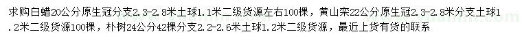 求購(gòu)白蠟、黃山欒、樸樹