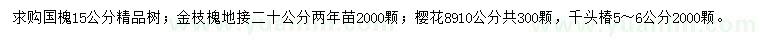 求購(gòu)國(guó)槐、金枝槐、櫻花等