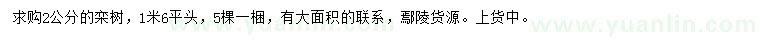 求購(gòu)2公分欒樹(shù)