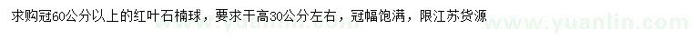 求購(gòu)冠幅60公分以上紅葉石楠球