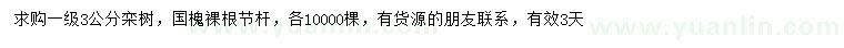 求購(gòu)3公分欒樹(shù)、國(guó)槐