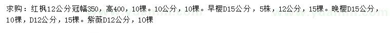 求購紅楓、早櫻、晚櫻等