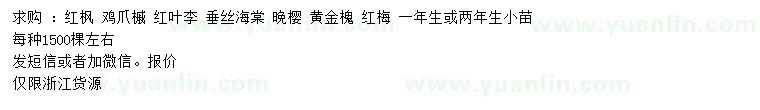 求購紅楓、雞爪槭、紅葉李等
