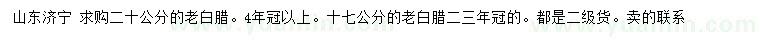 求購(gòu)17、20公分老白臘