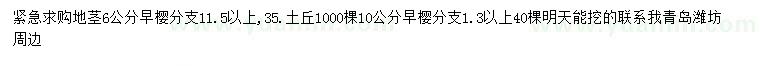 求購(gòu)地徑6、10公分早櫻