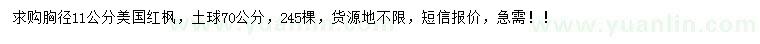求購胸徑11公分美國紅楓