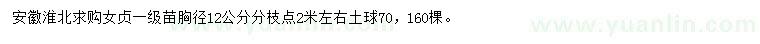 求購(gòu)胸徑12公分女貞