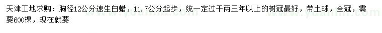 求購12公分速生白蠟