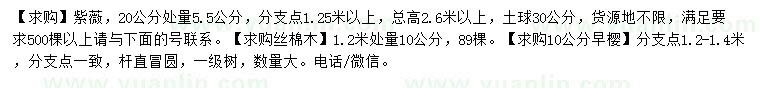 求購(gòu)紫薇、絲棉木、早櫻
